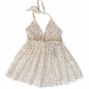 Zara Ecru Crochet Lace Halter Babydoll
Top Boho Embroidered Cream Size S